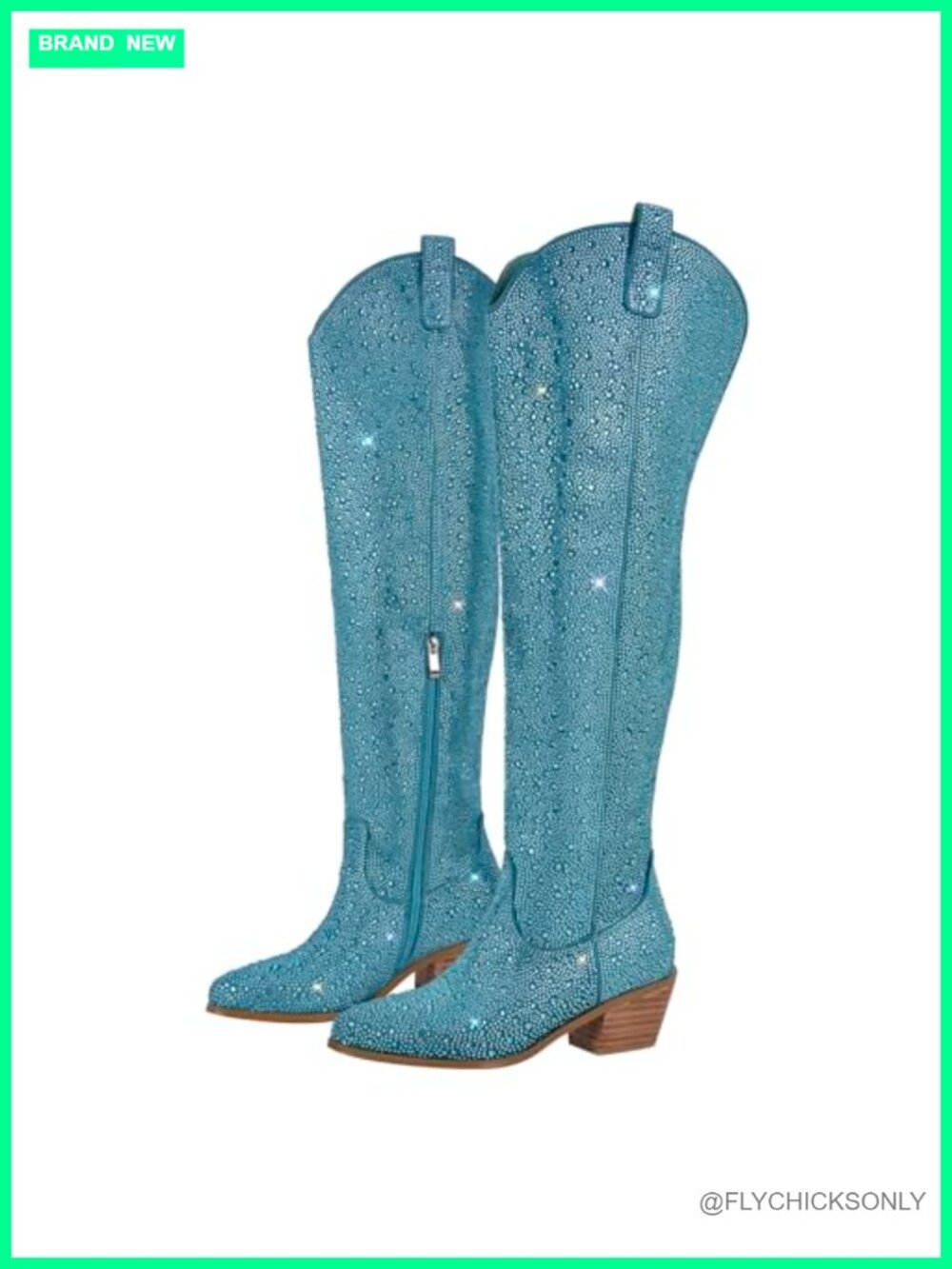 Rhinestone Embroidered Western Over the Knee Boots Stretchy Wide Calf